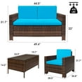 thumbnail image 6 of Devoko 4 Pieces Patio Conversation Set PE Rattan Wicker , Blue, 6 of 8