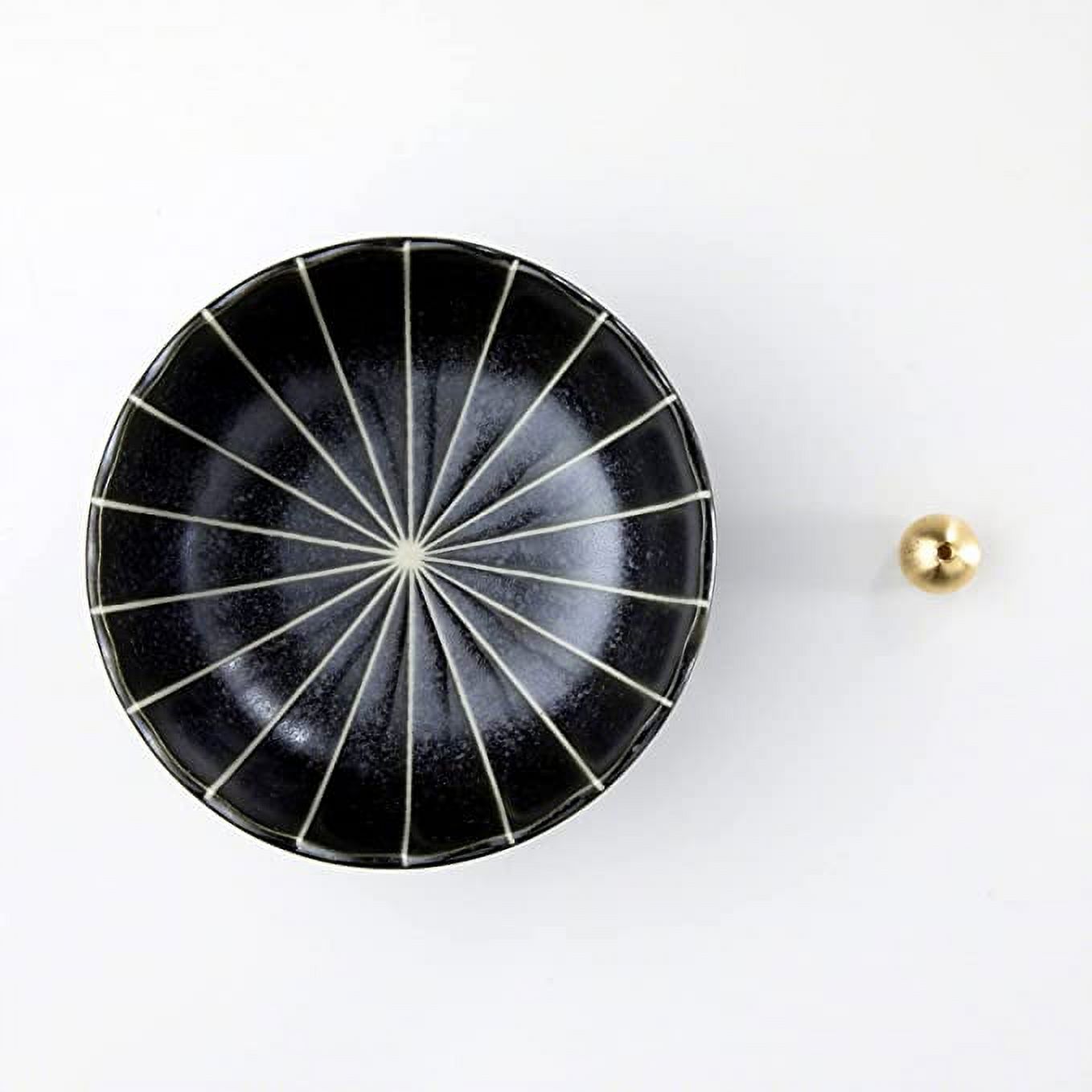 Asayu Japan 4.1" Lotus Incense Holder Set with Brass Stand Made in Japan Matte Black