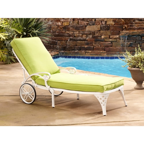 Biscayne White Chaise Lounge Chair Green Apple Cushion Walmart Com Walmart Com