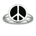 thumbnail image 1 of SS Stackable Expressions Polished Black Enameled Peace Sign Ring Size 6, 1 of 3