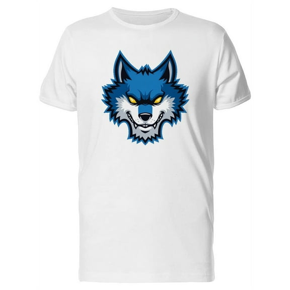 Cool Blue Angry Wolf Cartoon T-Shirt Men -Image by Shutterstock, Male 3X-Large