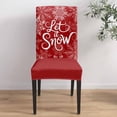 thumbnail image 4 of Chair Covers for Dining Room Set of 6,Let Snow Words on Blue Background Stretch Seat Protector Removable Washable Chairs Slipcovers for Kitchen Banquet Wedding Hotel,Winter Snowflakes, 4 of 6