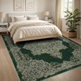 thumbnail image 3 of ODIKA 8'x10' Washable Area Rug Bold Emblem Interlocking Motifs Transitional Faded Decorative for Living Room, Under Sectional, Family , Durable, Non-Slip, 3 of 7