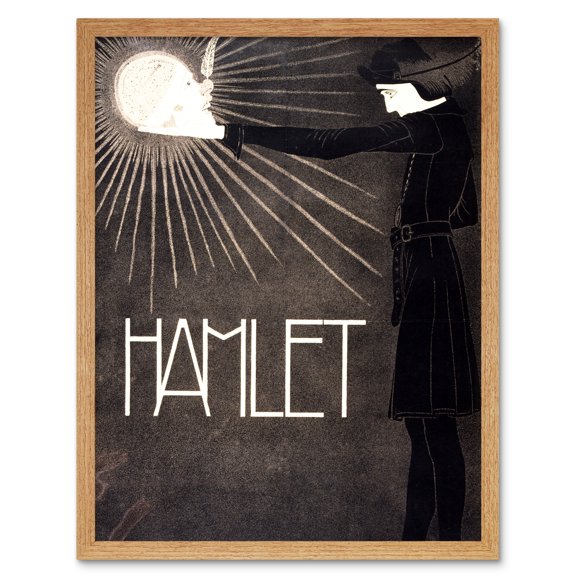 Theatre Stage Play Hamlet Shakespeare Netherlands Vintage Black and White Illustration Art Print Framed Poster Wall Decor 12x16 inch