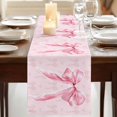thumbnail image 3 of Pink Bow Short Table Runner 48 Inches Long, Cute Watercolor Girls Cartoon Luxury Cotton Linen Table Runners Dresser Scarves, Fabric Tabletop Scarf Furniture Cover for Home Dinner Party Decor 13"x48", 3 of 9