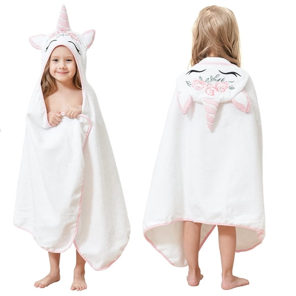 Toalla de Baño con Capucha Estilo Cuartos para Niños Unicornio 100% Algodón