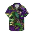 thumbnail image 2 of Ceisia Men's Mardi Gras Festive Print Short Sleeve Button-Up Shirt Collection | Venetian Mask & Bead Mardi Gras Button-Up Shirt Gifts, 2 of 7