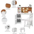 thumbnail image 4 of Twister.CK Kids Study Desk and Chair Set for Boys and Girl, Wooden Kid Writing Table with Bookshelf, Pen Holder, and Cabinets for Ages 3-8, White, 4 of 7