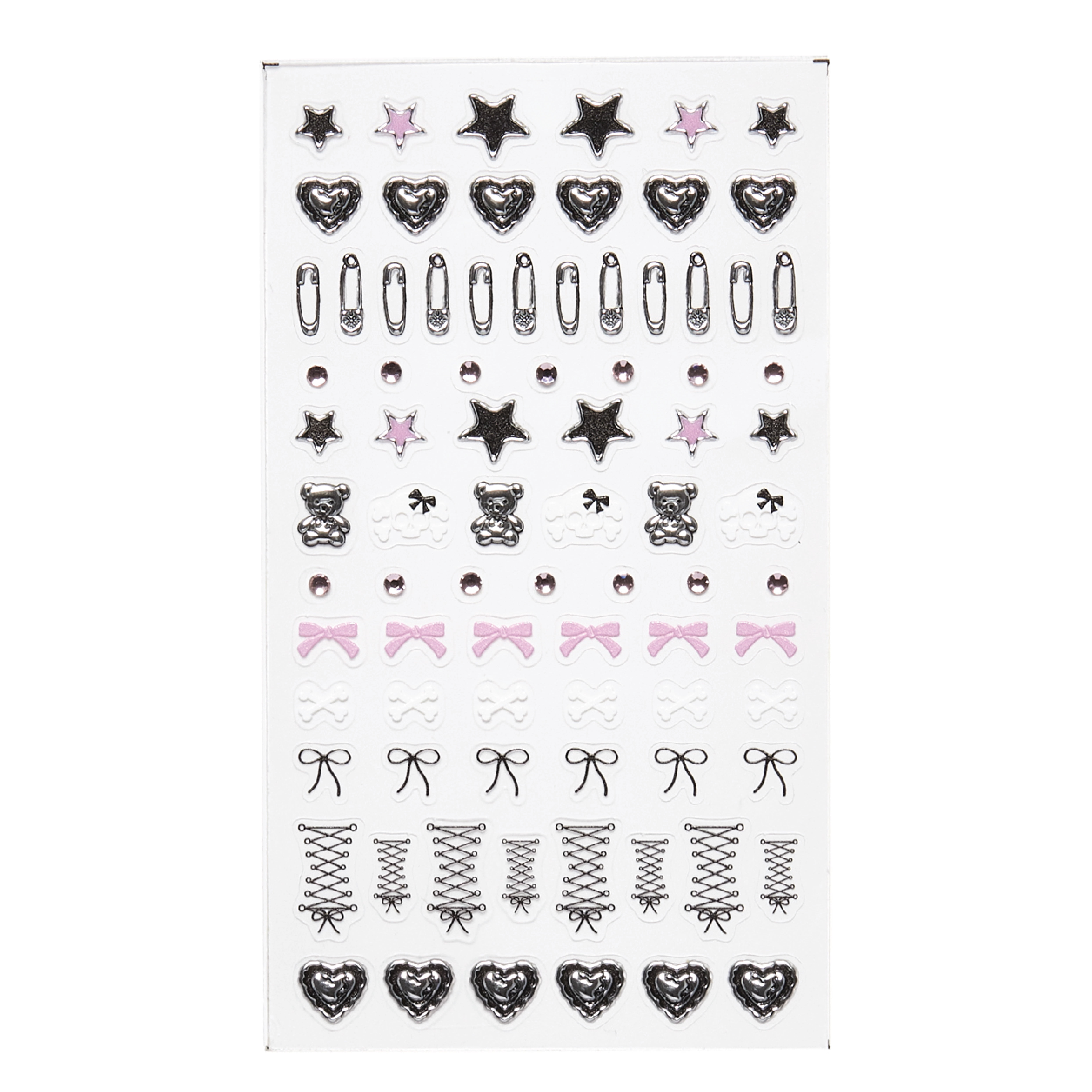 Salon Perfect Nail Art Stickers, 3D Gem Effect, Punky Girl, 1 Sticker Sheet