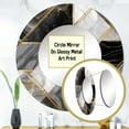 thumbnail image 3 of Designart "Marble Granite Agate with Gold Accents IV" Modern Geometric Grey Large Round Mirror - Round Mirror Wall Décor - Glam Round Printed Mirror 23" x 23" Inch, 3 of 5
