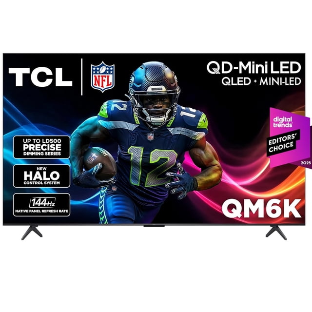 Restored TCL 65" Class QM6K Series QD-Mini LED QLED 4K UHD HDR Smart Google TV with Gemini (New) - 144Hz, Dolby Atmos Onkyo Audio, Halo Control System with Local Dimming Pro - 65QM6K