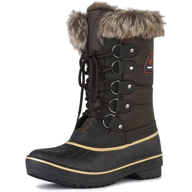 Dream Pairs Mujeres Botas de nieve impermeables Piel sintética Media pantorrilla con cordones Botas de nieve cálidas de invierno DP-CANADA Dream Pairs DP-CANADA
