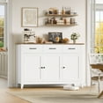 thumbnail image 3 of Hiphuta 47"W Buffet Cabinet with Adjustable Shelf, Modern Farmhouse Coffee Bar with 3 Drawers and Sturdy Base for Small Space and Living Room, White, 3 of 7