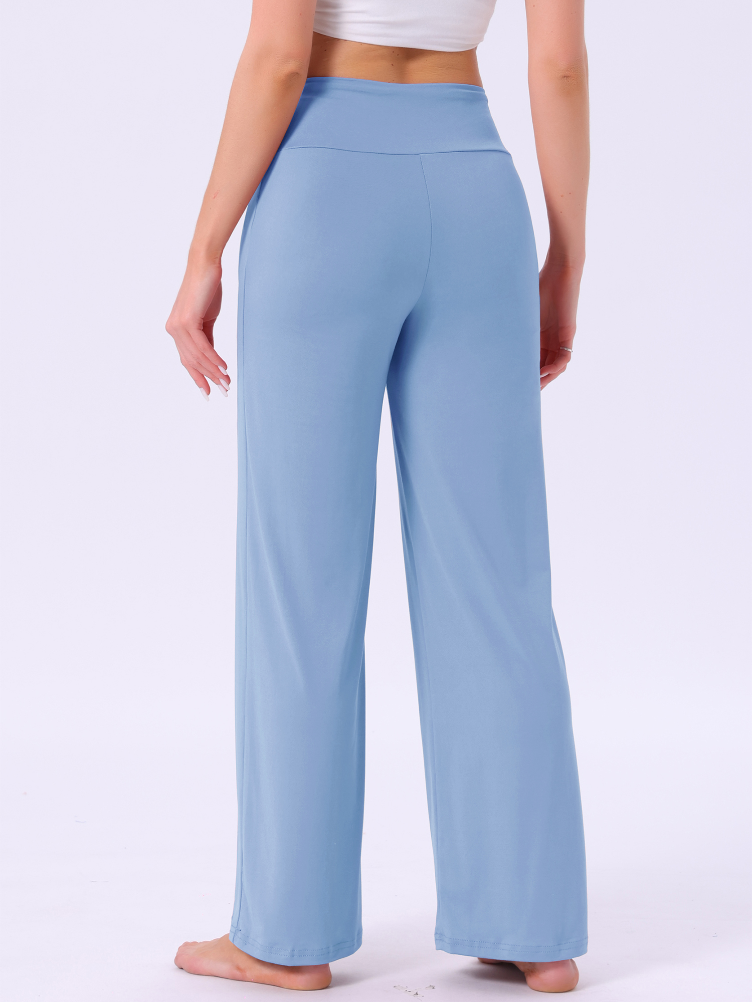 DARING DIVA Women's Casual Wide Leg Drawstring Sweatpant M Light Blue