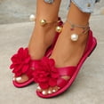 thumbnail image 5 of Miluxas Women's Round Toe Flower Decorated Flat Sandals, Soft Slides Open-Toe Summer Slippers Red 7(39), 5 of 9