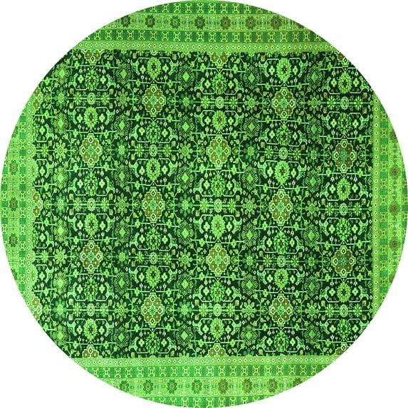 Ahgly Company Indoor Round Persian Green Traditional Area Rugs, 4' Round