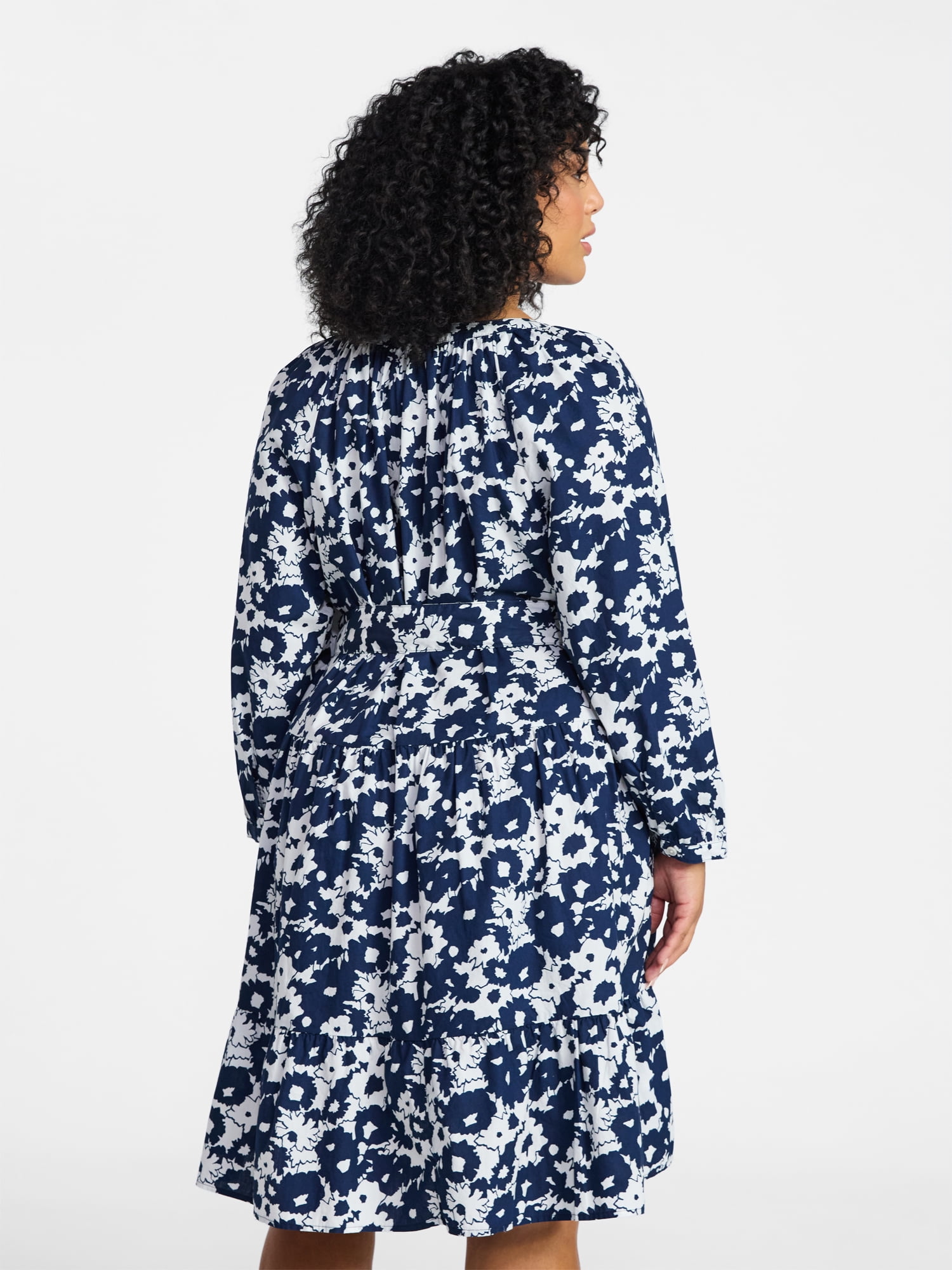 Terra & Sky Women's Plus Size Mini Tiered Shirt Dress, Sizes 0X-5X