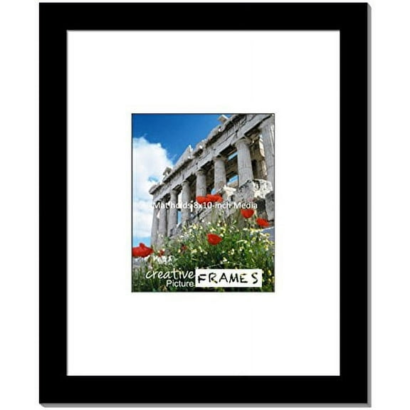 CreativePF [1620bk] Black Picture Frame Includes White Mat/Black Core to Hold 8x10-inch Media, Includes Installed Sawtooth Hangers