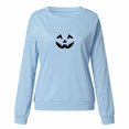 thumbnail image 2 of Gibobby Camisa Elegante Para Mujer Top informal de manga larga a con cuello redondo y estampado pequeño para mujer（Aqua， L), 2 of 5