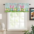 thumbnail image 2 of Easter Rod Pocket Curtain Valance, Spring Easter Eggs Bunny Butterflies Wooden Grain Farmhouse Window Valance for Living Room, Bedroom, Kitchen 54"W x 18"L, 2 of 9