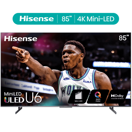 Hisense 85-Inch Class U6 Series Mini-LED ULED 4K UHD Google Smart TV (85U6N) - QLED Quantum Dot Color, Dolby Vision, Full Array Local Dimming, Game Mode Plus