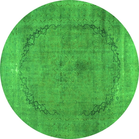 Ahgly Company Indoor Round Abstract Green Contemporary Area Rugs, 3' Round