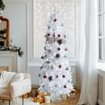 thumbnail image 5 of VEIKOUS 8ft Christmas Tree, Pre-lit Slim Pencil Tree for Decoration W/ 350 LED Lights & Metal Stand, White, 5 of 11