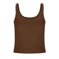 thumbnail image 7 of Fanxing Camisole Tops for Women Built in Bra Spaghetti Strap Workout Yoga Shirts Basic Padded Tank Tops 2025 Summer Clothes Coffee,L, 7 of 7