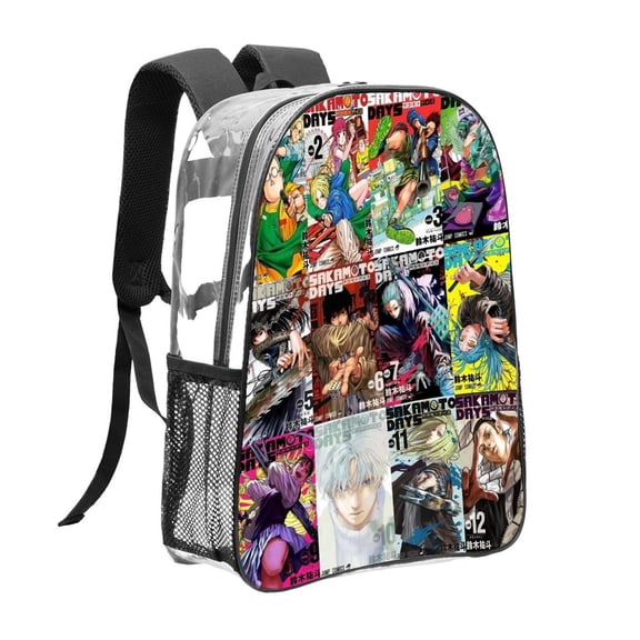 Clear Backpack for Sakamoto Days Heavy Duty for School Work Women Men Bookbag Transparent backpack Stadium Approved See Through Backpack