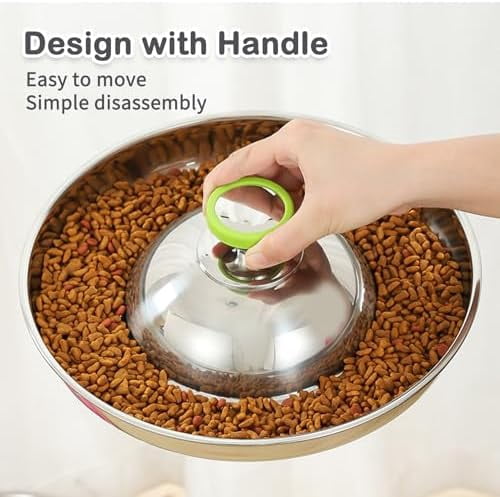 2Pack Stainless Steel Puppy Bowls, Pet Weaning Feeding Dish with Scoop for Litters Pets Silver Dog Food and Water Slow Feeder Bowl with Handle Container for Dogs Cats (M:11.8" Dia, 5¼ Cups)