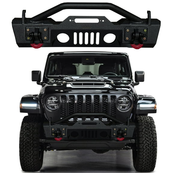 Vijay Fits 2007-2024 Jeep Wrangler JK/JL Front Bumper with Winch Plate and 3/4" D-Rings