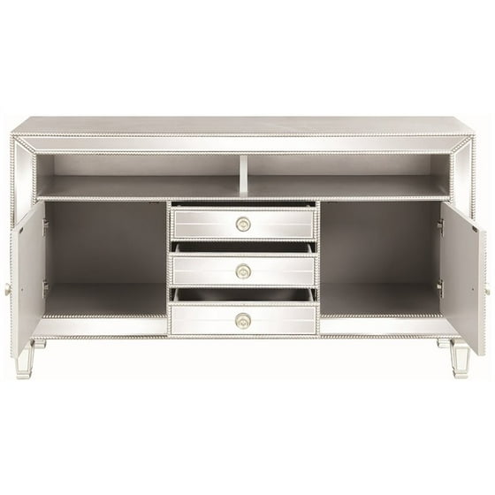 Coaster 60 3 Drawer Mirrored Tv Stand In Platinum And Champagne