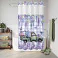 thumbnail image 6 of No Hook Shower Curtain, Purple Flowers Shower Curtains for Bathroom with See Through Top Window, Weeping Spring Floral Truck Butterfly Checkered Waterproof & Washable Bath Curtain Small Stall 36"x78", 6 of 9