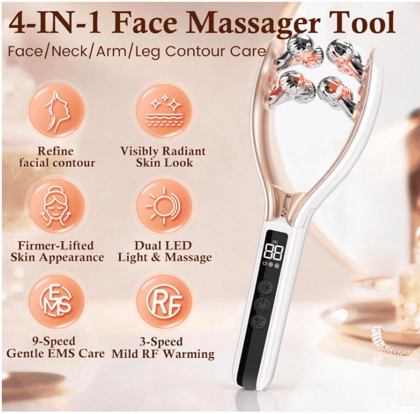 Facial massager tools, female facial roller skincare tools, rechargeable facial rollers for facial contour massage, facial, neck, arm and leg devices, portable household appliances