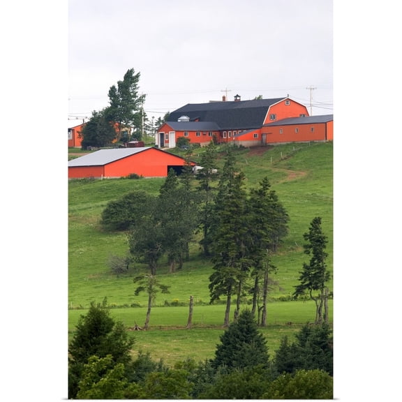 Great BIG Canvas | "Farm and red barn on a hill at New Glasgow, Prince Edward Island, Canada" Art Print - 24x36