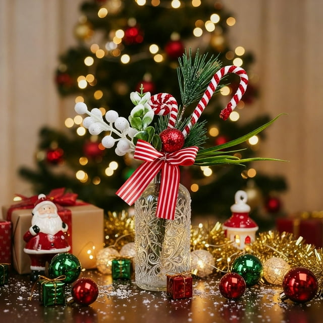 Linnome Découpages d'Arbres de Noël Branches de Baies Rouges Artificielles pour Noël, Arrangements de Table Festifs et Embellissements d'Arbres