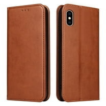 Wallet Case For iPhone XR, Luxury Premium Leather Flip Strong Magnetic Closure [Kickstand][RFID Blocking][Card Holder Slots] Retro Shockproof Phone Cover For iPhone XR, Brown