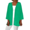 thumbnail image 2 of XMHJSMD Blouse Tops for Women Women 2024 Retro Print 3/4 Sleeve Cardigans Lightweight Blouse Tops Coat Casual Duster Jackets(Green,S), 2 of 5