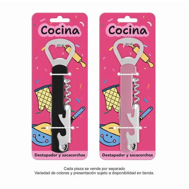 Destapador y Sacacorchos Prichos Varios Diseños Plástico y Metal 1 Pieza