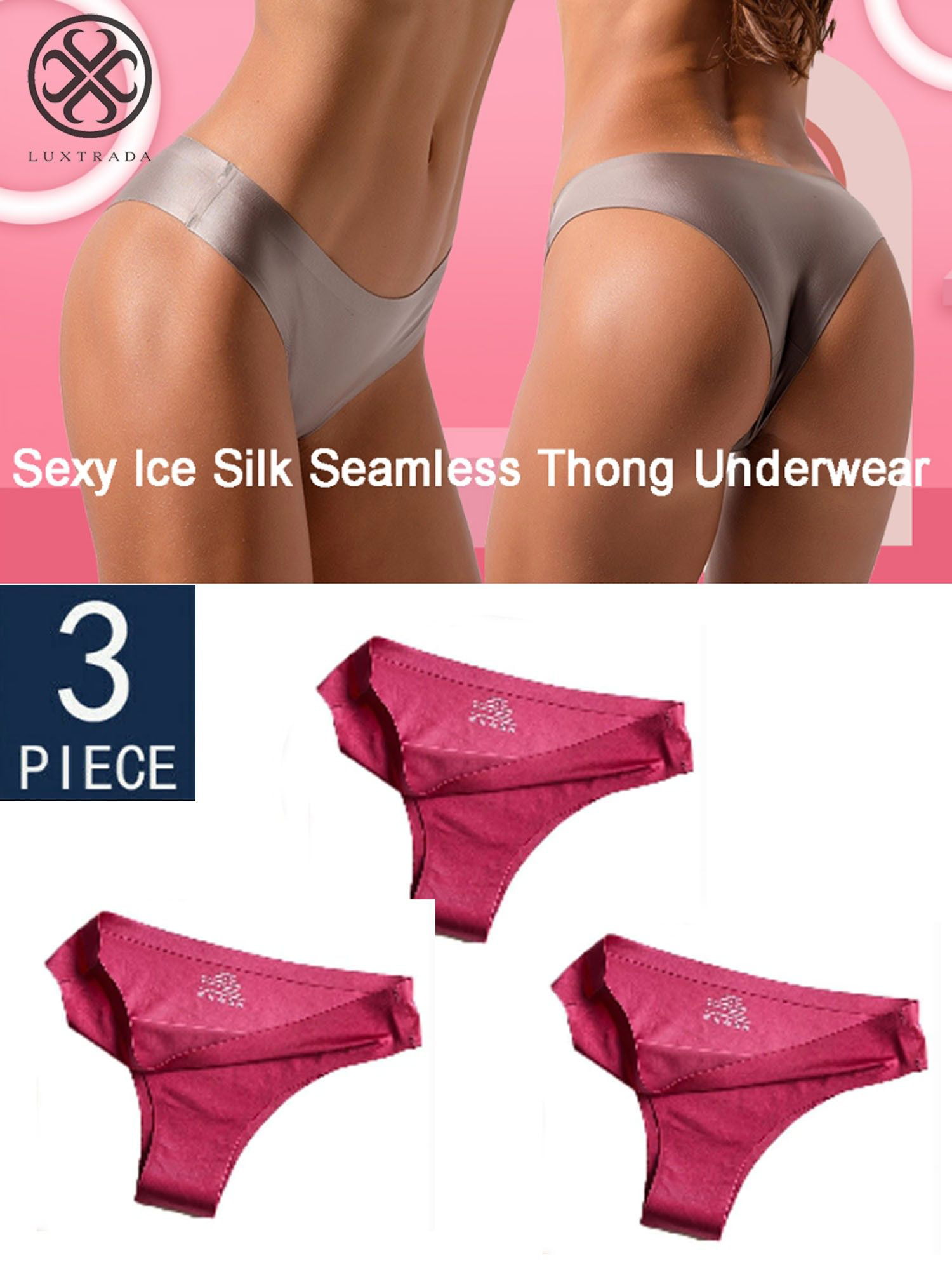 Luxtrada 3 Pack Women Ice Silk G-string Briefs Panties Seamless