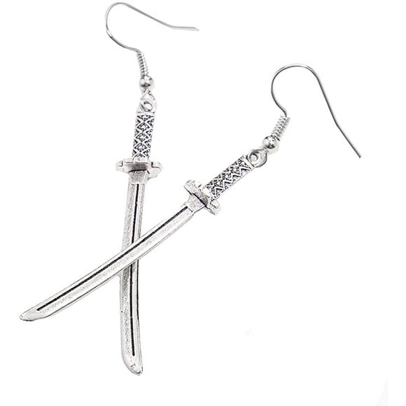 Gothic Dagger Sword Silver Hook Earrings for Men and Women Unique Punk Style Knife Dangle Drop Earrings Statement Jewelry