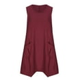 thumbnail image 4 of Diufon Summer Casual for Women Dresses Round Neck Sleeveless Dress Solid Color A-Line Lounge Dresses, 4 of 6