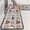 thumbnail image 2 of Kitchen Rugs Sets Of 2,Cute Pitbull Terriers Dog and Flower Anti Fatigue Kitchen Mat Rugs Non Slip Washable,Decorative Kitchen Floor Mats for Kitchen,Sink,Laundry,17"x47"+17"x47", 2 of 5
