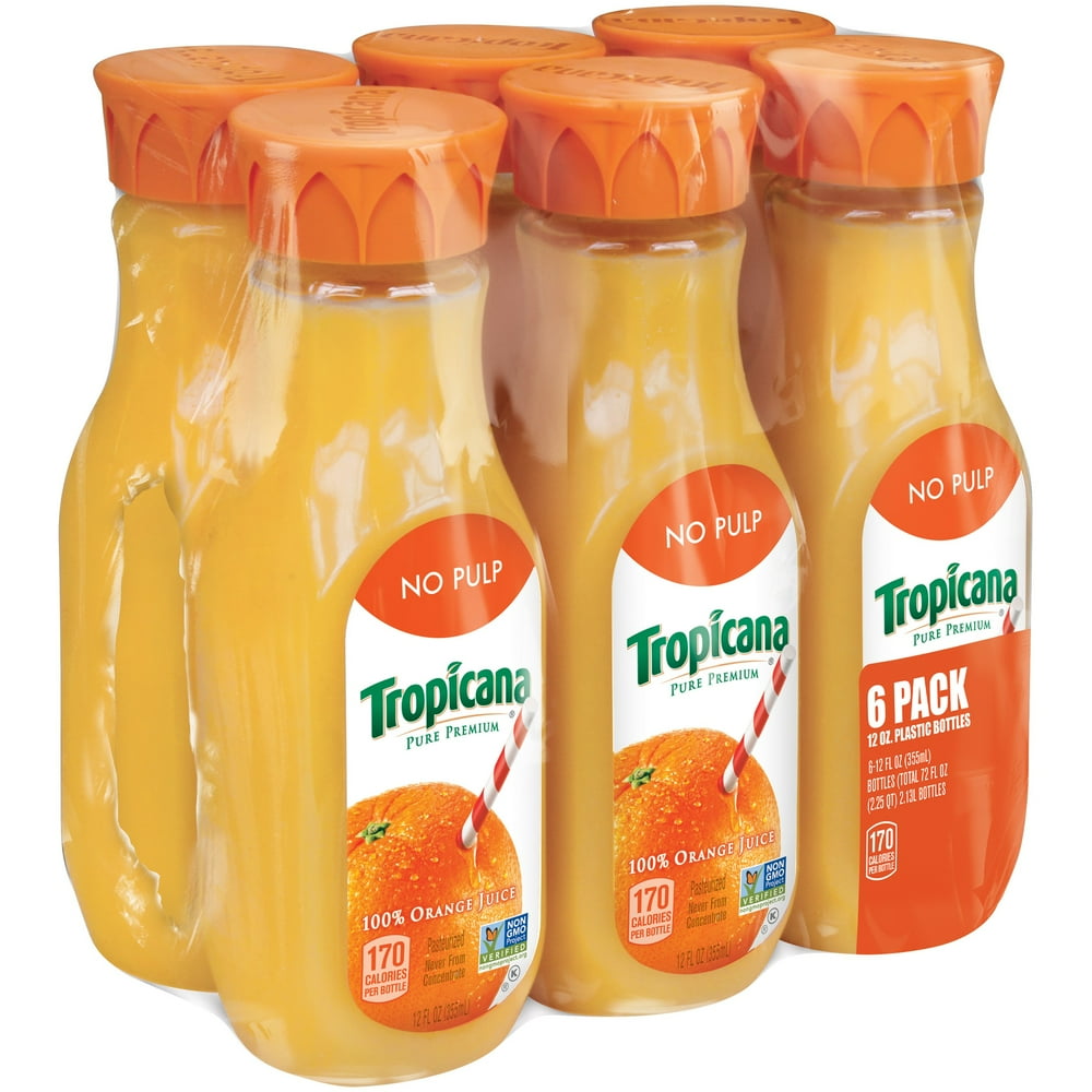 Tropicana Pure Premium, No Pulp 100 Orange Juice, 12 Fl. Oz., 6 Count