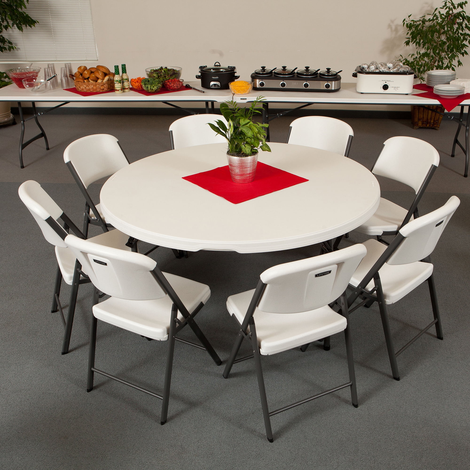 Lifetime 60 inch Round Folding Table, Indoor/Outdoor Lifetime 60 inch Round Folding Table, Indoor/Outdoor