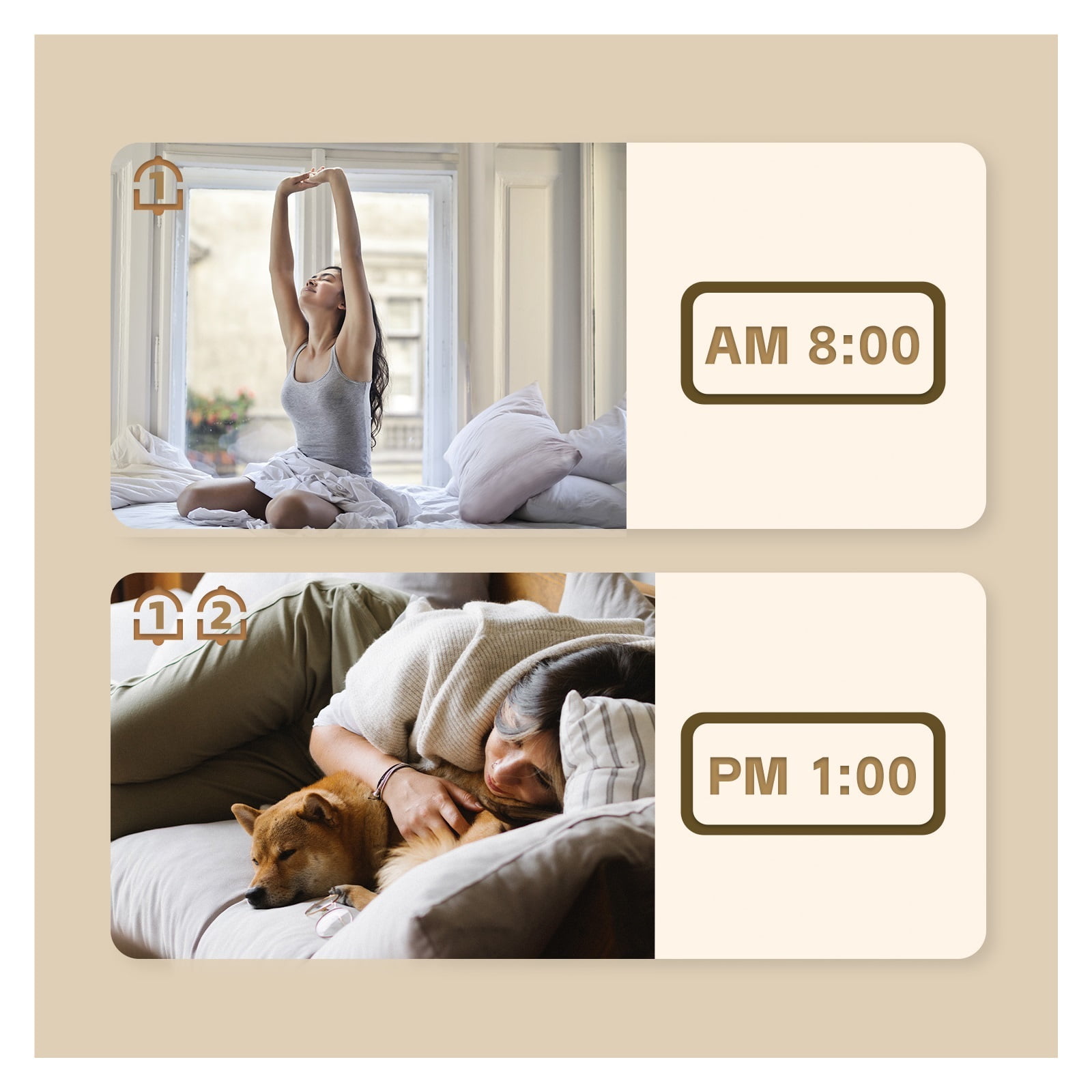 Digital Clock LED Brightness Adjustable Temperature Humidity Displaying Clock Modes Auto-Dimming ,Fast Response