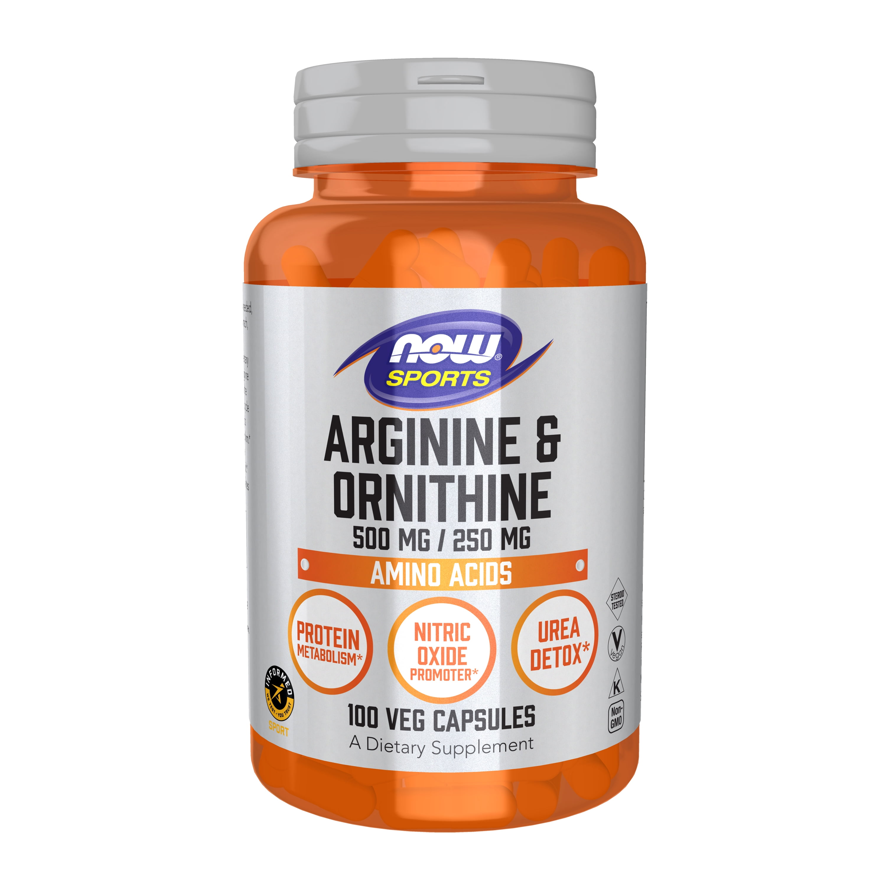 l-carnitine 600 with l-ornithine and l-arginine 60 caps NOW Sports, Arginine & Ornithine, Amino Acid, Capsules, 500/250 mg, 100 Count L-Carnitine 500 mg
