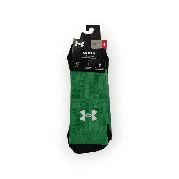 UA Team Cushioned Crew Socks, Men's 13-16, Green