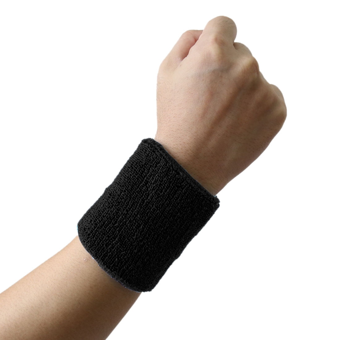 Black Cotton Towel Sport Wrist Protector Sweat Absorbent Elastic Comfort Wristband