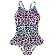 thumbnail image 5 of Girls One Piece Swimsuits with Ruffled Hem Bathing Suits for Kids Printed Swimwear Beach Summer Swim Suits for 4-12 Years, 5 of 10